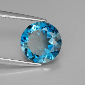2.95 ct Blue Topaz Stone, Natural Topaz in Round Facet Shape for Sale