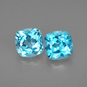 2.52 ct Blue Topaz Gemstone, Topaz Gem in Cushion-Cut Shape for Sale.