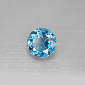 2.35 ct Blue Topaz Stone, Natural Topaz in Round Facet Shape for Sale