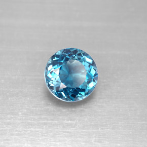 2.46 ct Blue Topaz Stone, Natural Topaz in Round Facet Shape for Sale