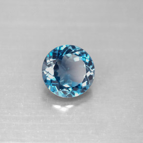 2.34 ct Blue Topaz Stone, Natural Topaz in Round Facet Shape for Sale