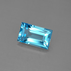 2.13 ct Blue Topaz Gemstone, Topaz Gem in Baguette Facet Shape for Sale.