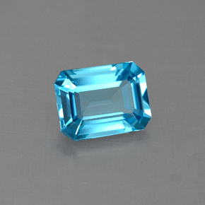 1.70 ct Blue Topaz Stone, Natural Topaz in Octagon Facet Shape for Sale