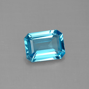 1.55 ct Blue Topaz Gemstone, Topaz Gem in Octagon Facet Shape for Sale.