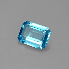1.55 ct Blue Topaz Stone, Natural Topaz in Octagon Facet Shape for Sale