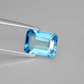 1.80 ct Blue Topaz Gemstone, Topaz Gem in Octagon Facet Shape for Sale.