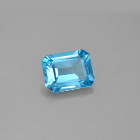 1.74 ct Blue Topaz Gemstone, Topaz Gem in Octagon Facet Shape for Sale.