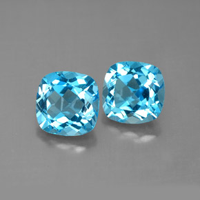 3.57 ct Blue Topaz Stone, Natural Topaz in Cushion-Cut Shape for Sale