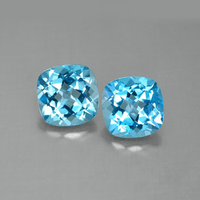 3.48 ct Blue Topaz Gemstone, Topaz Gem in Cushion-Cut Shape for Sale.