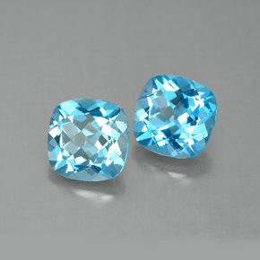 3.48 ct Blue Topaz Stone, Natural Topaz in Cushion-Cut Shape for Sale