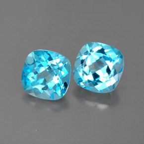 4.09 ct Blue Topaz Stone, Natural Topaz in Cushion-Cut Shape for Sale