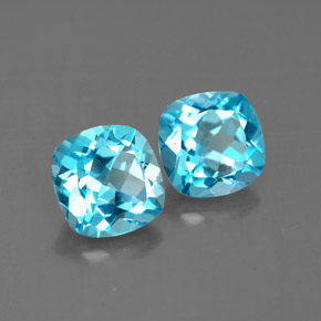 3.38 ct Blue Topaz Stone, Natural Topaz in Cushion-Cut Shape for Sale