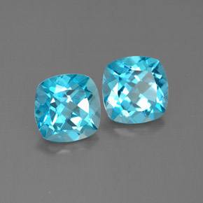 3.47 ct Blue Topaz Stone, Natural Topaz in Cushion-Cut Shape for Sale