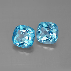 3.75 ct Blue Topaz Stone, Natural Topaz in Cushion-Cut Shape for Sale