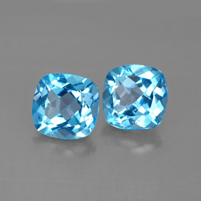 3.96 ct Blue Topaz Stone, Natural Topaz in Cushion-Cut Shape for Sale