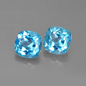 3.82 ct Blue Topaz Stone, Natural Topaz in Cushion-Cut Shape for Sale