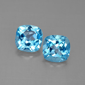 3.58 ct Blue Topaz Gemstone, Topaz Gem in Cushion-Cut Shape for Sale.