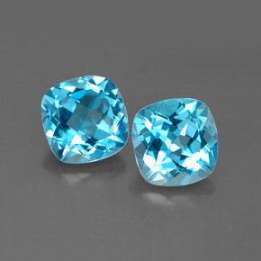 3.56 ct Blue Topaz Gemstone, Topaz Gem in Cushion-Cut Shape for Sale.