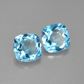 3.50 ct Blue Topaz Stone, Natural Topaz in Cushion-Cut Shape for Sale