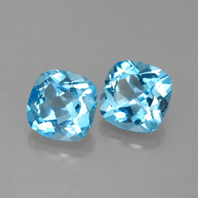 3.96 ct Blue Topaz Stone, Natural Topaz in Cushion-Cut Shape for Sale
