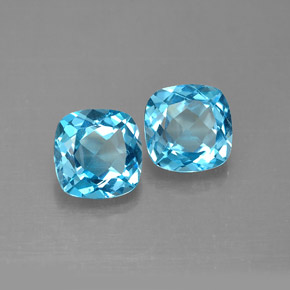3.69 ct Blue Topaz Stone, Natural Topaz in Cushion-Cut Shape for Sale
