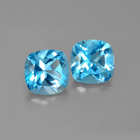 3.43 ct Blue Topaz Gemstone, Topaz Gem in Cushion-Cut Shape for Sale.
