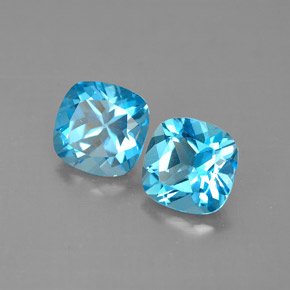 3.43 ct Blue Topaz Stone, Natural Topaz in Cushion-Cut Shape for Sale