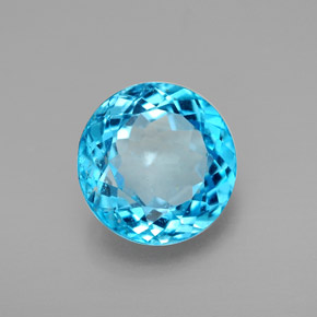 3.29 ct Blue Topaz Stone, Natural Topaz in Round Facet Shape for Sale