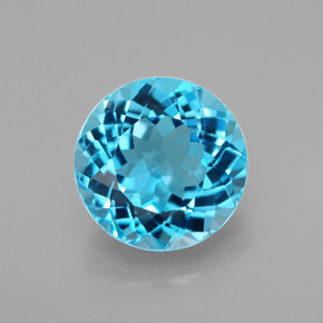 3.42 ct Blue Topaz Gemstone, Topaz Gem in Round Facet Shape for Sale.