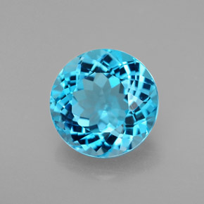 3.42 ct Blue Topaz Stone, Natural Topaz in Round Facet Shape for Sale