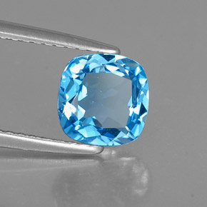 1.55 ct Blue Topaz Stone, Natural Topaz in Cushion-Cut Shape for Sale
