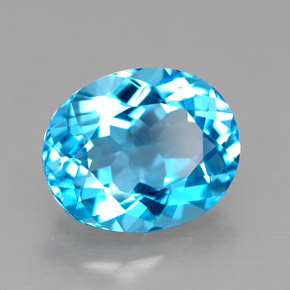 4.73 ct Blue Topaz Stone, Natural Topaz in Oval Facet Shape for Sale