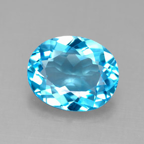 4.14 ct Blue Topaz Gemstone, Topaz Gem in Oval Facet Shape for Sale.