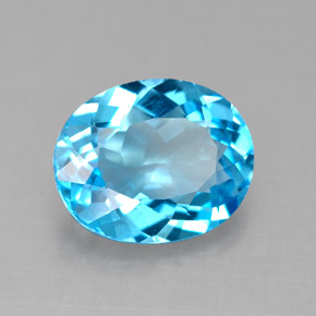 4.14 ct Blue Topaz Stone, Natural Topaz in Oval Facet Shape for Sale