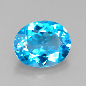 4.23 ct Blue Topaz Gemstone, Topaz Gem in Oval Facet Shape for Sale.