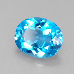 4.23 ct Blue Topaz Stone, Natural Topaz in Oval Facet Shape for Sale