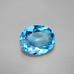 3.72 ct Blue Topaz Stone, Natural Topaz in Oval Facet Shape for Sale