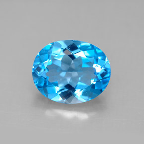 4.42 ct Blue Topaz Gemstone, Topaz Gem in Oval Facet Shape for Sale.