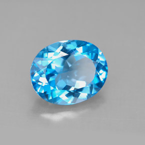 4.42 ct Blue Topaz Stone, Natural Topaz in Oval Facet Shape for Sale