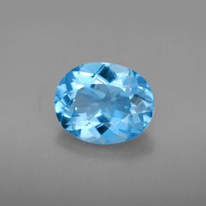 4.11 ct Blue Topaz Gemstone, Topaz Gem in Oval Facet Shape for Sale.