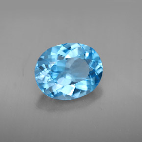 4.11 ct Blue Topaz Stone, Natural Topaz in Oval Facet Shape for Sale