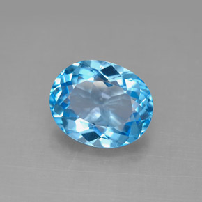 4.44 ct Blue Topaz Gemstone, Topaz Gem in Oval Facet Shape for Sale.