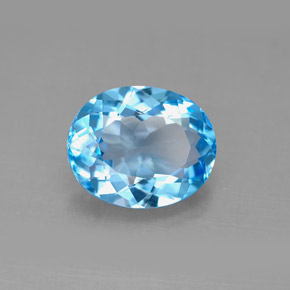 4.44 ct Blue Topaz Stone, Natural Topaz in Oval Facet Shape for Sale