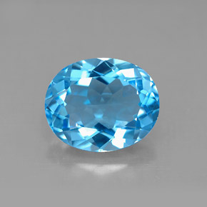 4.52 ct Blue Topaz Gemstone, Topaz Gem in Oval Facet Shape for Sale.