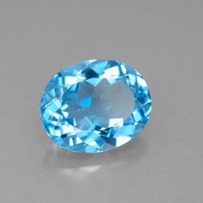4.52 ct Blue Topaz Stone, Natural Topaz in Oval Facet Shape for Sale