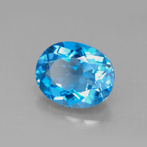 4.66 ct Blue Topaz Stone, Natural Topaz in Oval Facet Shape for Sale