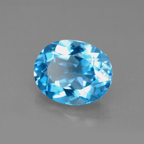 4.57 ct Blue Topaz Stone, Natural Topaz in Oval Facet Shape for Sale