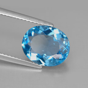 4.15 ct Blue Topaz Stone, Natural Topaz in Oval Facet Shape for Sale