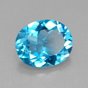 3.65 ct Blue Topaz Stone, Natural Topaz in Oval Facet Shape for Sale
