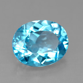 4.55 ct Blue Topaz Stone, Natural Topaz in Oval Facet Shape for Sale